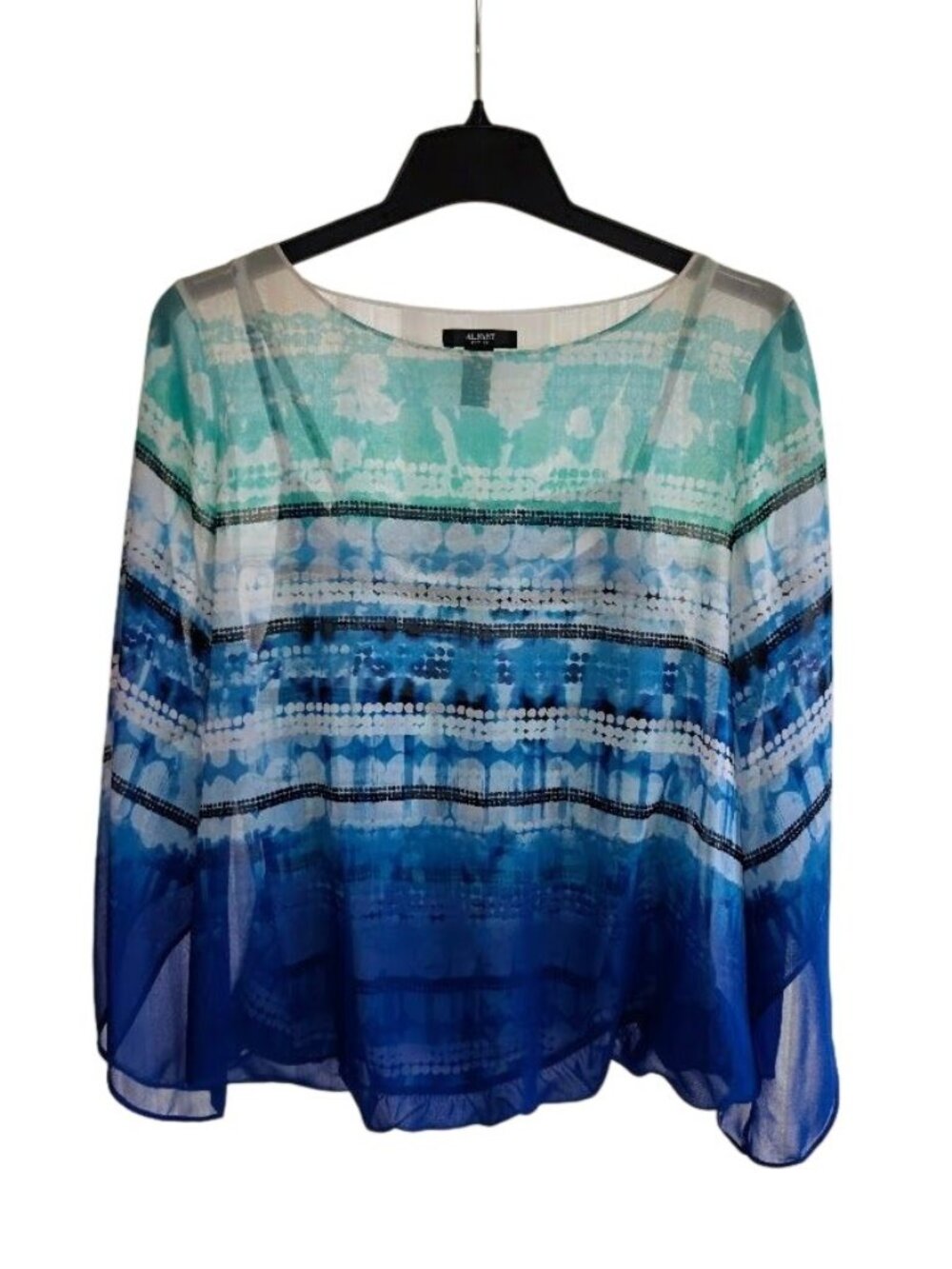 Alfani Petite Sheer Blouse Womens L Blue Ombre Layered Cami Top